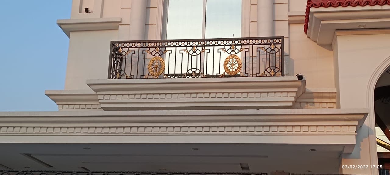 Classic Golden Balcony Railing